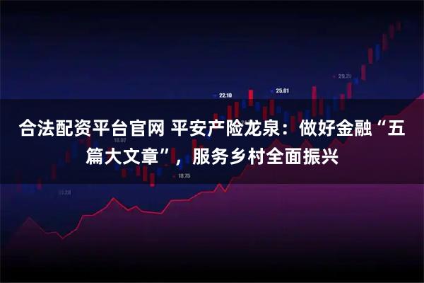 合法配资平台官网 平安产险龙泉：做好金融“五篇大文章”，服务乡村全面振兴
